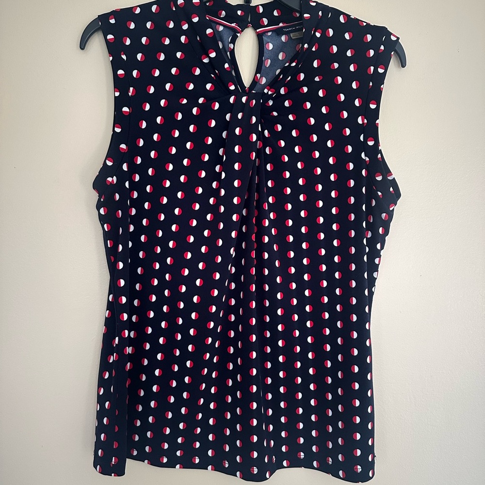 Tommy Hilfiger Black and Red Polka Dot Blouse